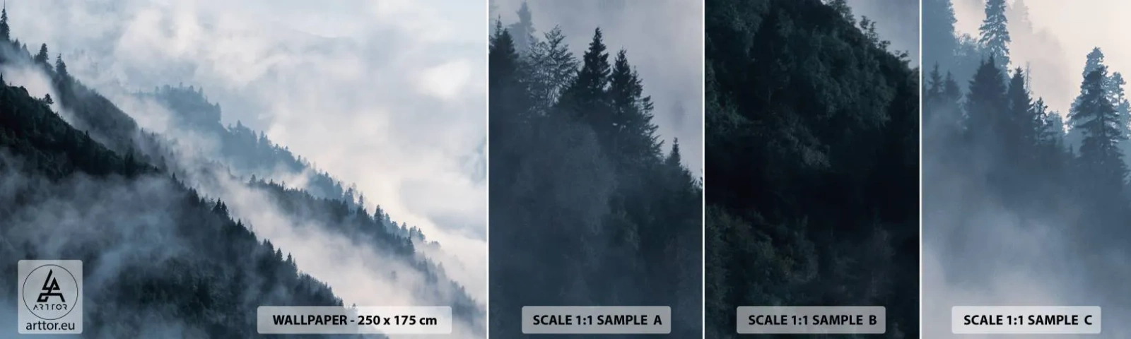 Vzor Fototapety Samolepicí Deluxe Sticker - Horská mystika - Krajina, hory, Les - 100x30 cm