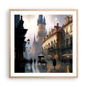 Plakát v rámu světlý dub - Kouzlo pražského večera - 60x60 cm