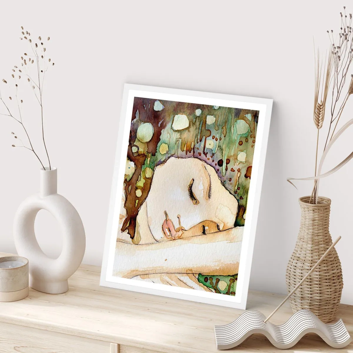 Plakát v bílém rámu - Smaragdově-fialový sen - 61x91 cm