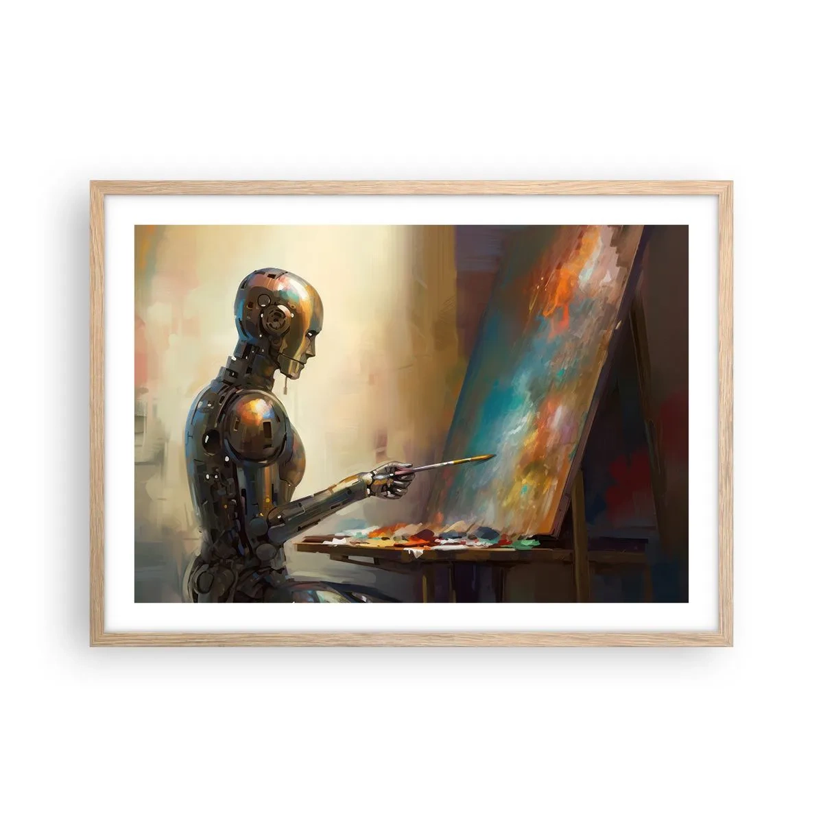 Plakát v rámu světlý dub - Umění budoucnosti - 70x50 cm