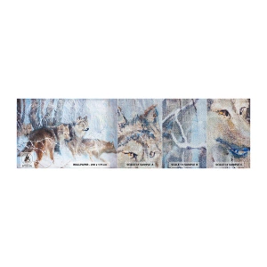 Vzor Fototapety Premium Sand - Pozor! Přichází… - Zvířata, vlci, Les - 100x30 cm