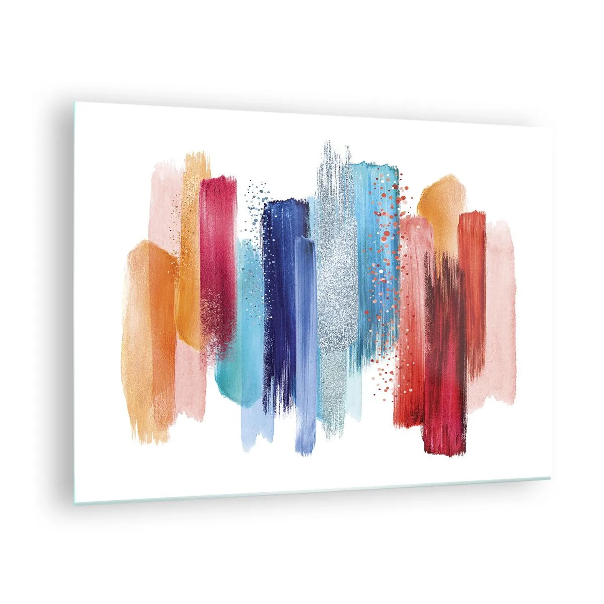 Obraz na skle - Abstraktní kompozice barevných tahů štětcem - 70x50cm - Nahoru a dolů - Moderní nástěnná dekorace do obývacího pokoje a ložnice ARTTOR