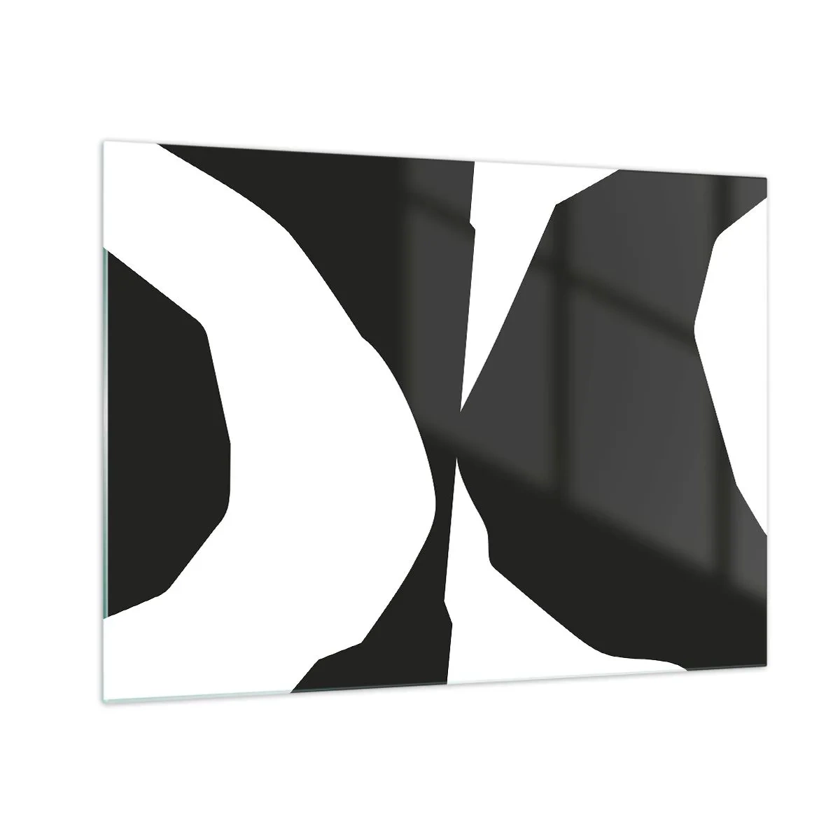 Obraz na skle - Černobílá grafická kompozice v kontrastním pozitivně-negativním stylu - 70x50cm - Positive-negative - Moderní nástěnná dekorace do obývacího pokoje a ložnice ARTTOR