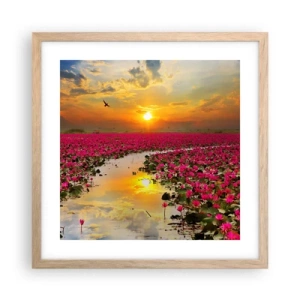 Plakát v rámu světlý dub - Tajemný život jezera - 40x40 cm