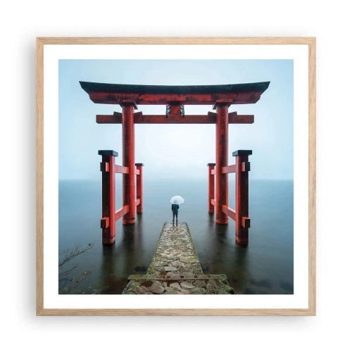 Plakát v rámu světlý dub - Japonské zamyšlení - 60x60 cm