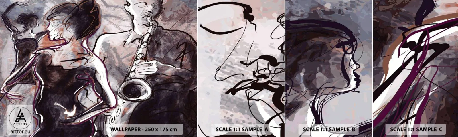 Vzor Fototapety Samolepicí Deluxe Sticker - Rozplynout se v hudbě - Hudba, Jazz, Tanec - 100x30 cm