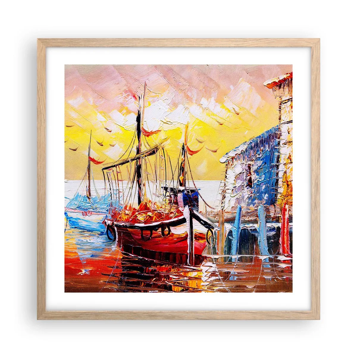 Plakát v rámu světlý dub - Šťastný návrat - 50x50 cm