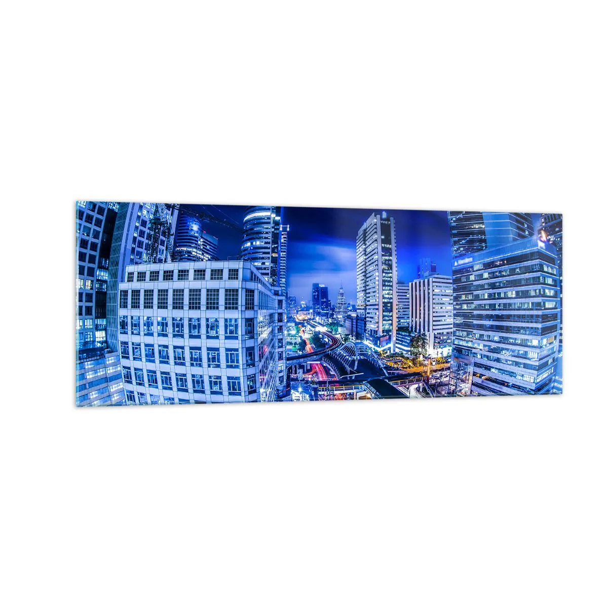 Obraz na skle - Rytmy nočního města - 140x50 cm