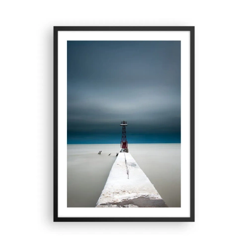 Plakát v černém rámu - Maják na konci mola v minimalistickém stylu - 50x70cm - Setkat se s nekonečnem - Moderní nástěnná dekorace do obývacího pokoje a ložnice ARTTOR