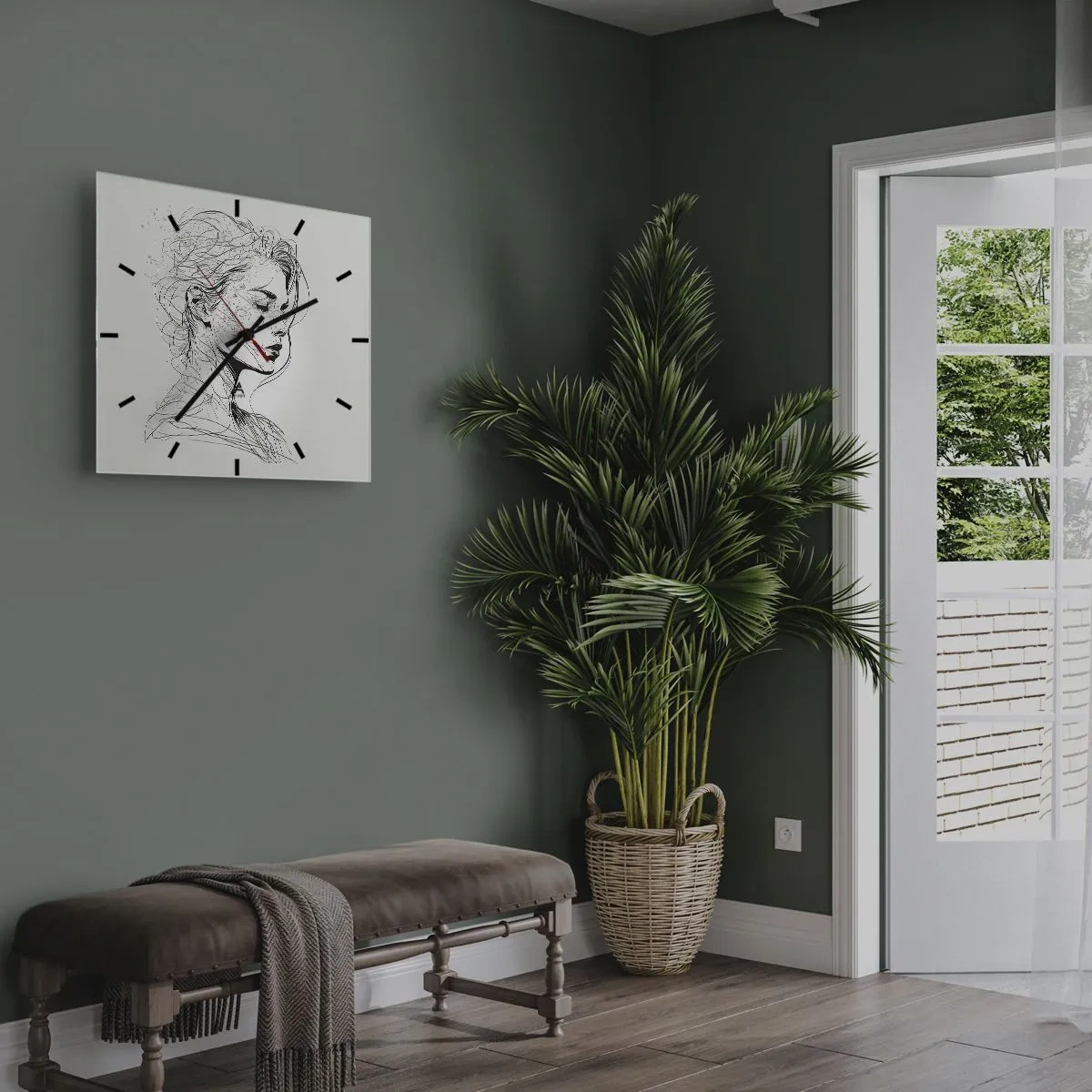 Nástěnné hodiny - Portrét v zamyšlení - 30x30 cm