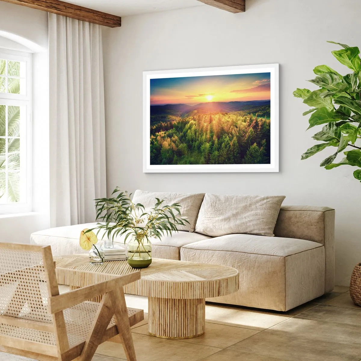 Plakát v bílém rámu - Vrcholky a vrcholy - 100x70 cm