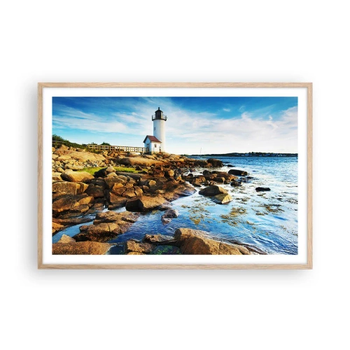 Plakát v rámu světlý dub - Vraťte se šťastně, čekám - 91x61 cm