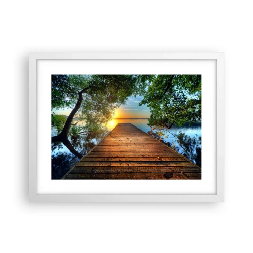 Plakát v bílém rámu - Nespěchej, posaď se - 40x30 cm