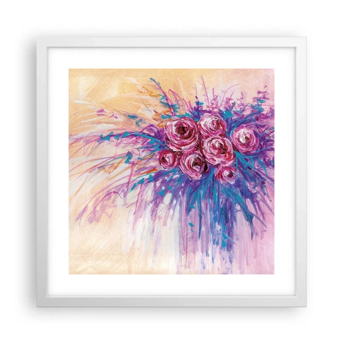 Plakát v bílém rámu - Růžová fontána - 40x40 cm