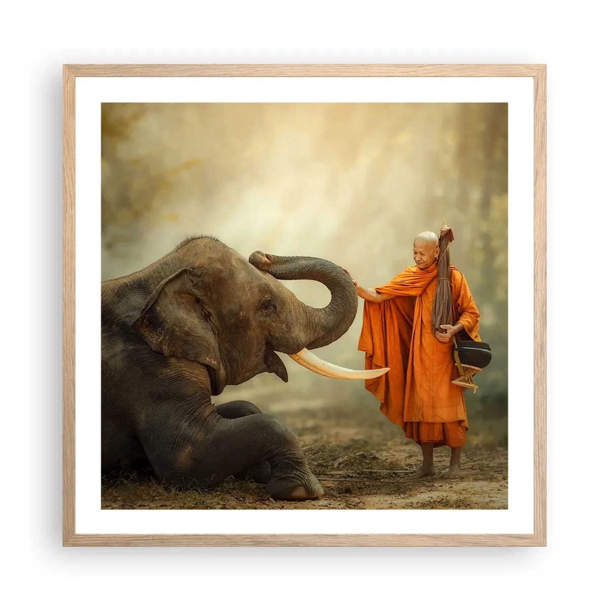 Plakát v rámu světlý dub - Setkání na cestách - 60x60 cm