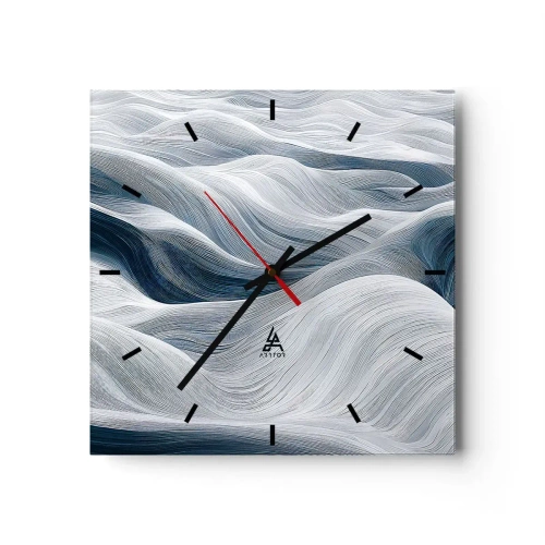 Nástěnné hodiny - Bílé a modré vlny - 30x30 cm