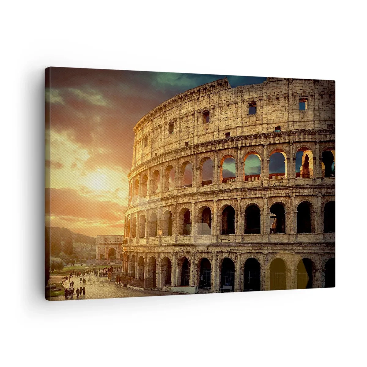 Obraz na plátně - Koloseum v Římě při západu slunce - 70x50cm - Kolosální dojem - Moderní nástěnná dekorace do obývacího pokoje a ložnice ARTTOR