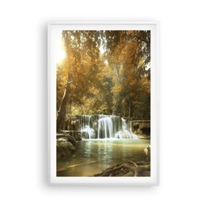 Plakát v bílém rámu - Parkový vodopád - 61x91 cm