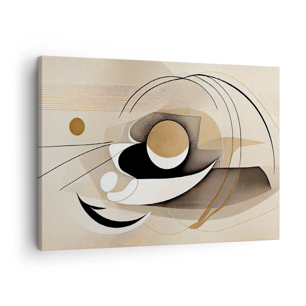Obraz na plátně - Abstraktní kompozice v odstínech béžové a černé - 70x50cm - Kompozice: podstata věcí - Moderní nástěnná dekorace do obývacího pokoje a ložnice ARTTOR