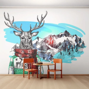 Fototapeta Samolepicí Deluxe Sticker - Ani jelen nemrzne  - Abstrakce, Jelen, Pro děti - 250x175 cm