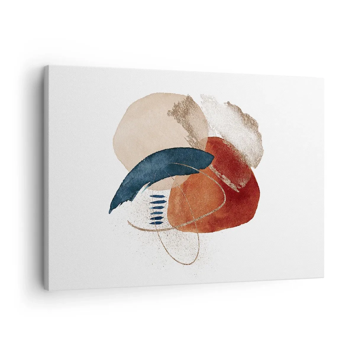 Obraz na plátně - Abstraktní kompozice se skvrnami v zemitých a tmavě modrých odstínech. - 70x50cm - Oválná kompozice - Moderní nástěnná dekorace do obývacího pokoje a ložnice ARTTOR