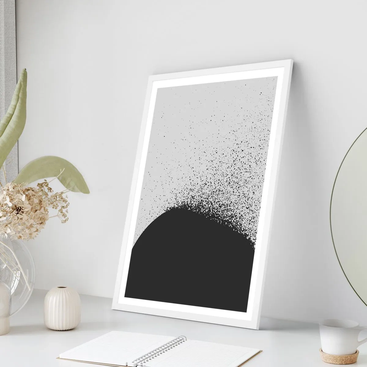 Plakát v bílém rámu - Pohyb částic - 50x70 cm
