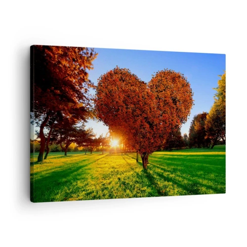 Obraz na plátně - Strom ve tvaru srdce v podzimní krajině - 70x50cm - Jak nemilovat podzim - Moderní nástěnná dekorace do obývacího pokoje a ložnice ARTTOR