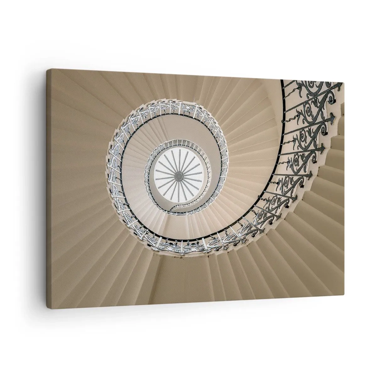 Obraz na plátně - Točité schodiště v elegantním geometrickém stylu - 70x50cm - Uvnitř mušle - Moderní nástěnná dekorace do obývacího pokoje a ložnice ARTTOR