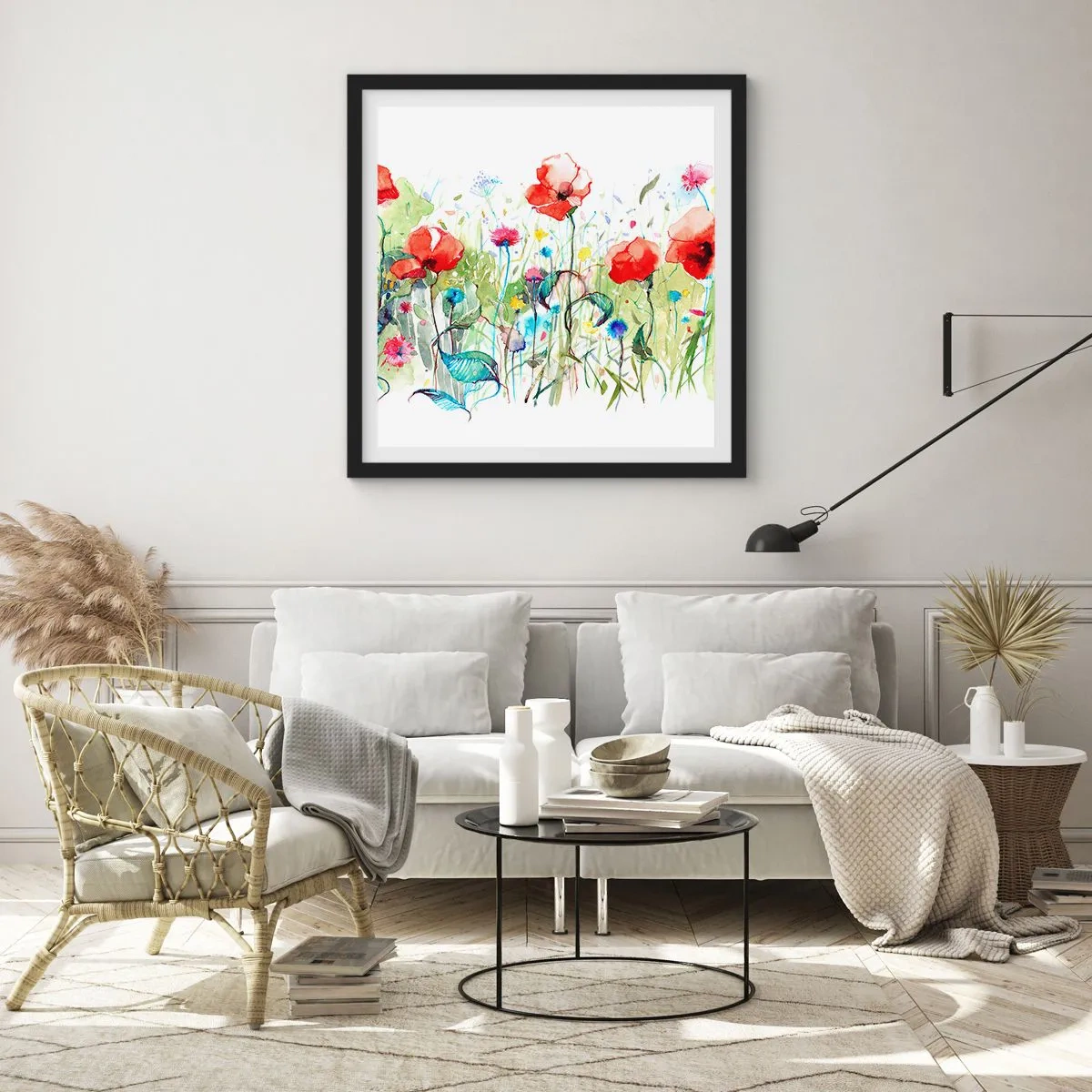 Plakát v černém rámu - Kvetoucí louka v květnu - 30x30 cm