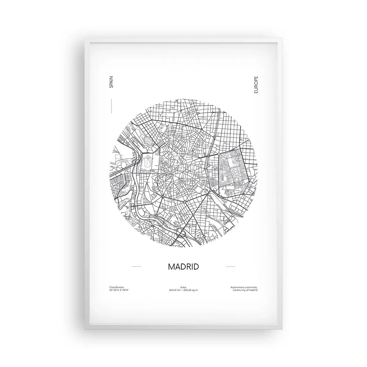 Plakát v bílém rámu - Anatomie Madridu - 61x91 cm