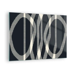 Obraz na skle - Geometrické linie v odstínech černé a béžové - 70x50cm - Pokus o prolomení temnoty - Moderní nástěnná dekorace do obývacího pokoje a ložnice ARTTOR