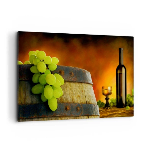 Obraz na plátně - Zátiší s lahví vína a hrozny - 120x80 cm
