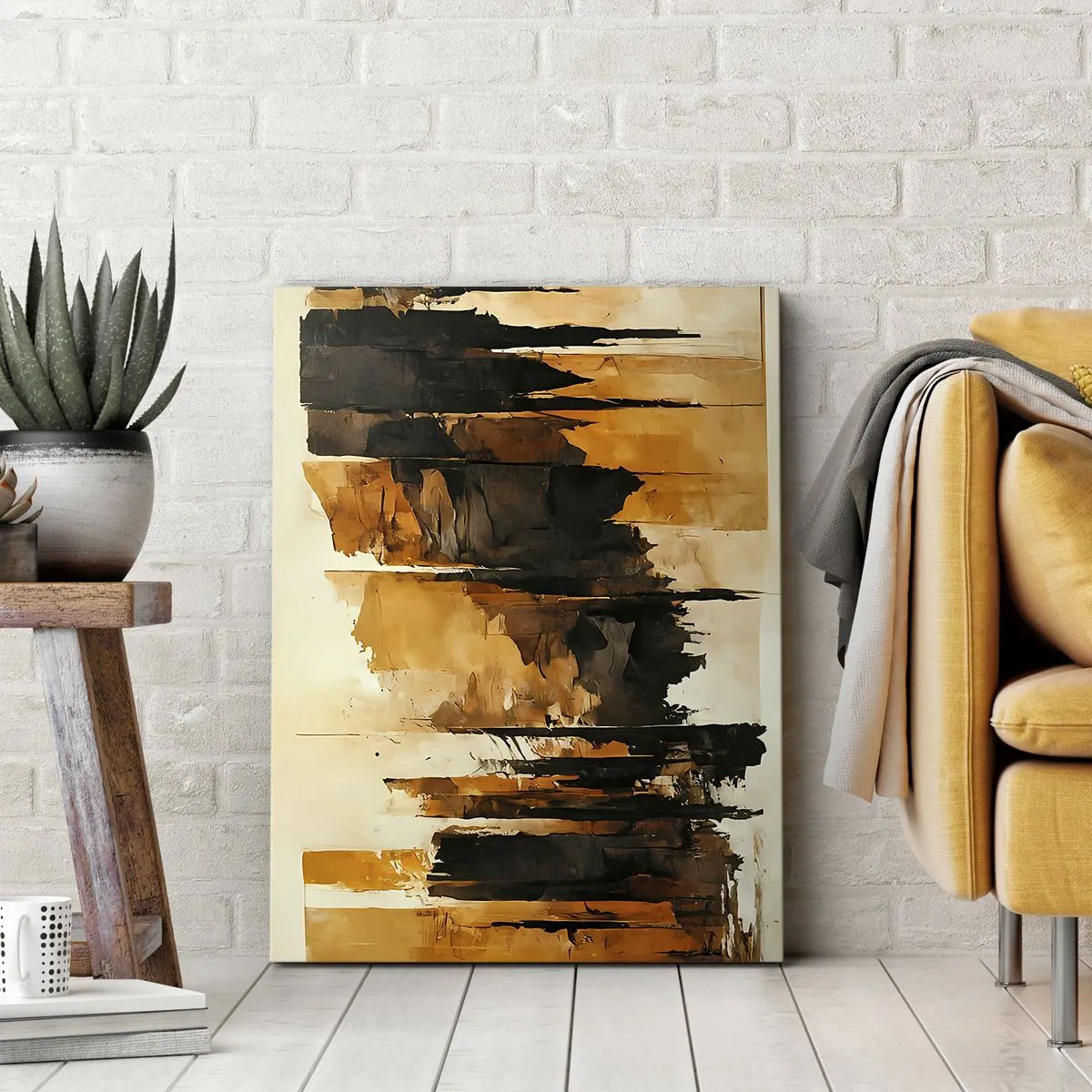 Obraz na plátně - Harmonie černé a zlaté - 50x70 cm