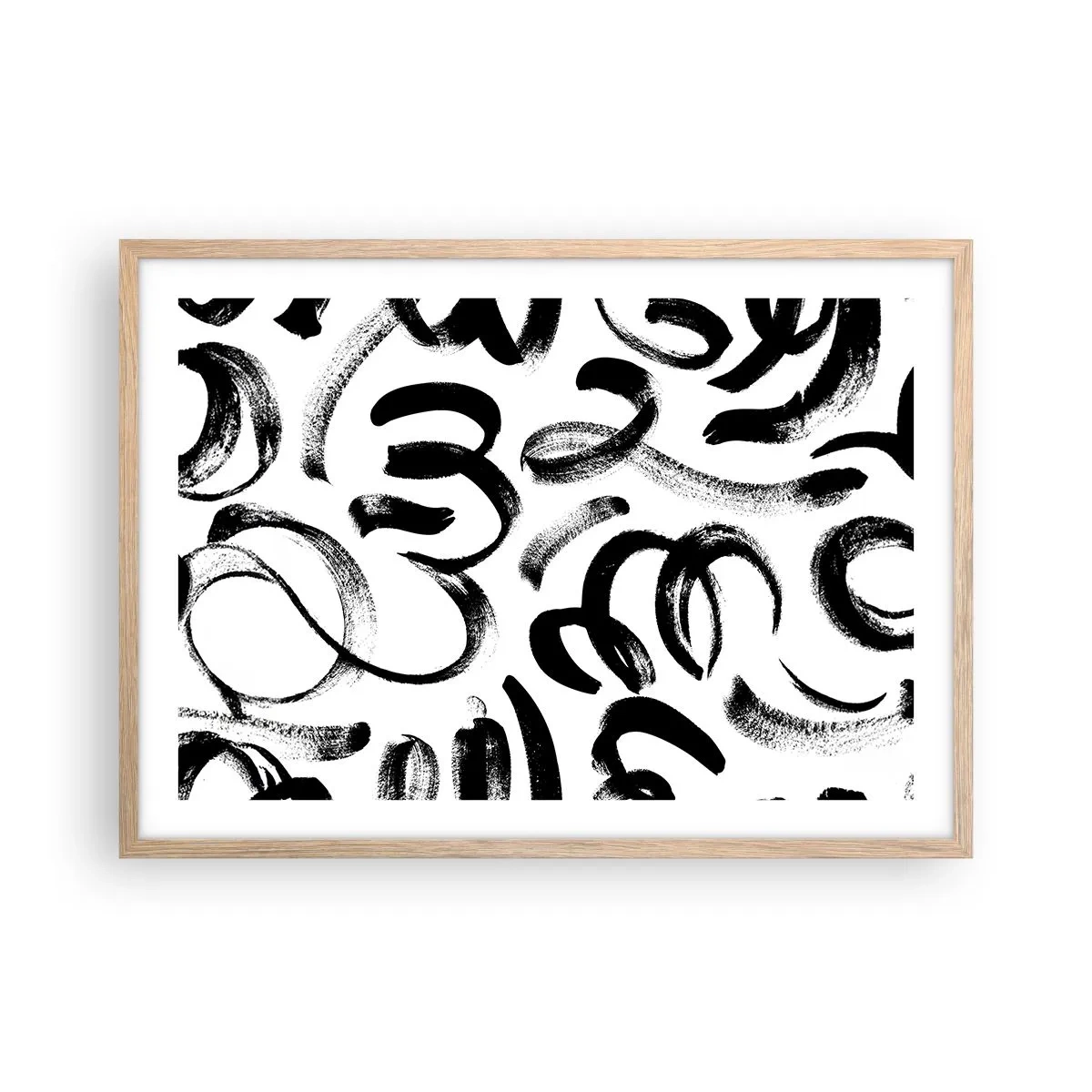Plakát v rámu světlý dub - Černé na bílém - 70x50 cm