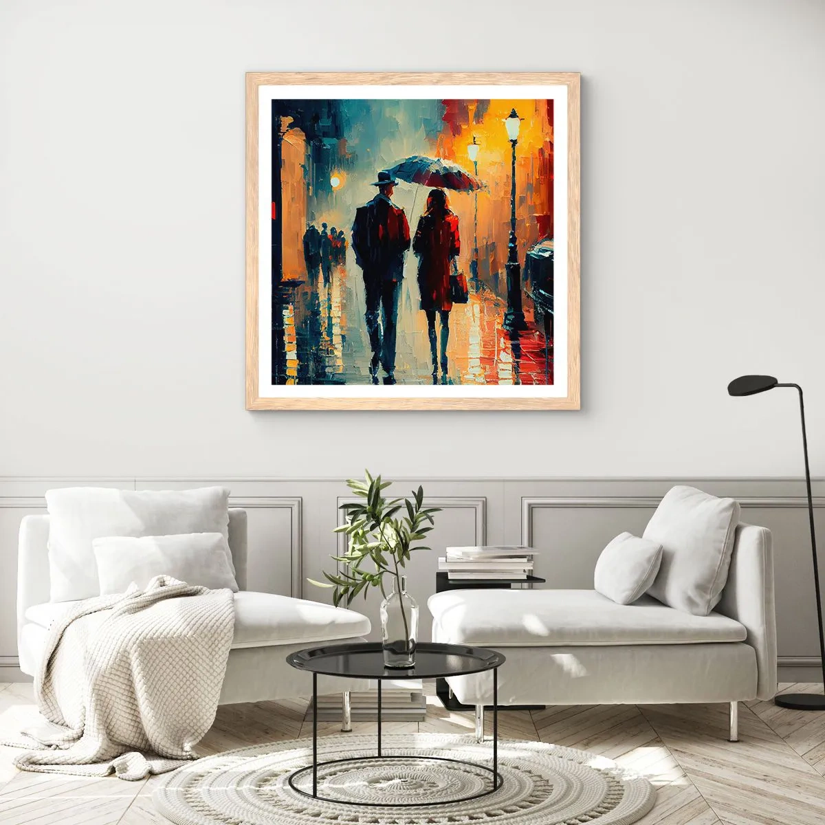 Plakát v rámu světlý dub - Městská love story - 30x30 cm