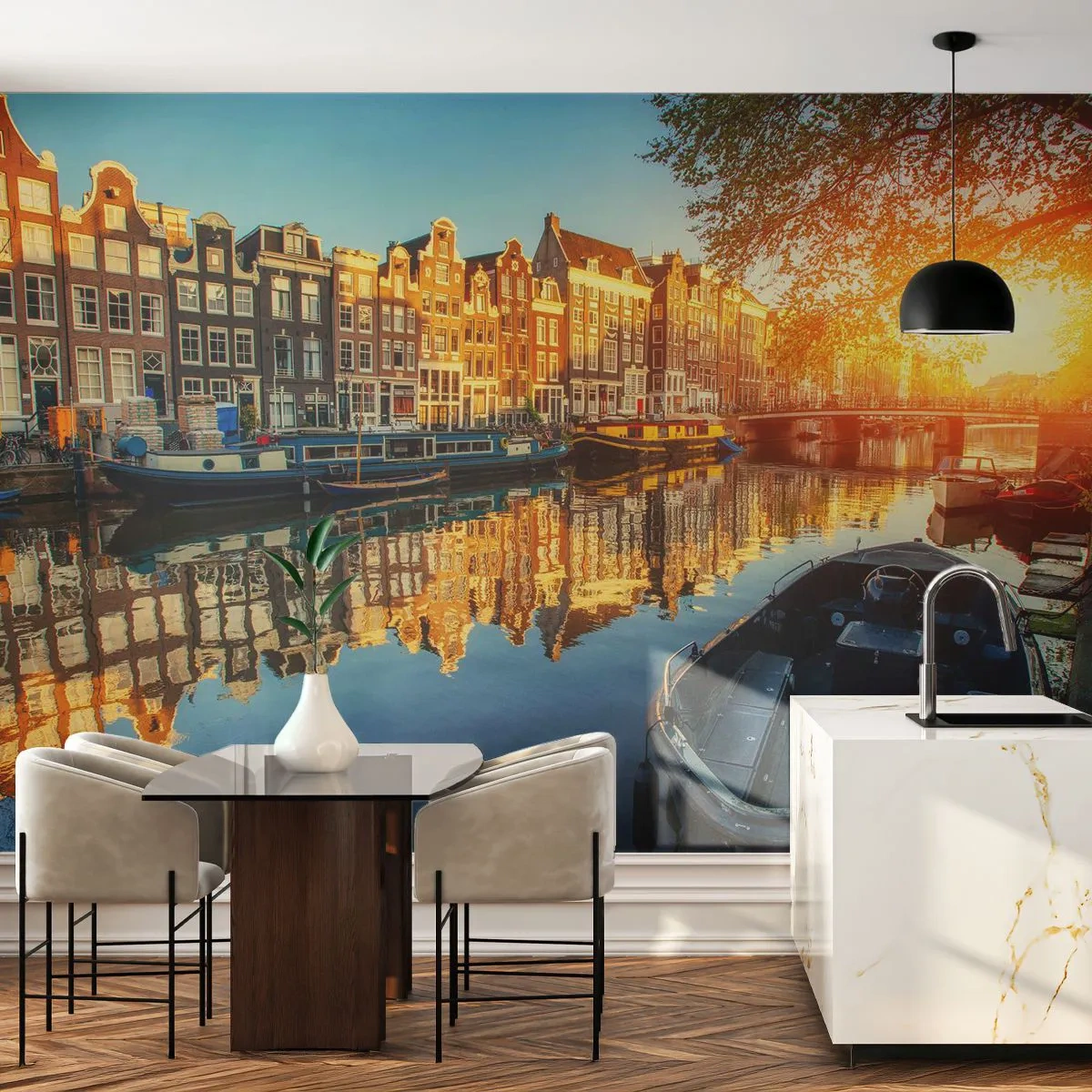 Fototapeta Samolepicí Deluxe Sticker - Ráno v Amsterdamu - Město, Amsterdam, Architektura - 250x175 cm