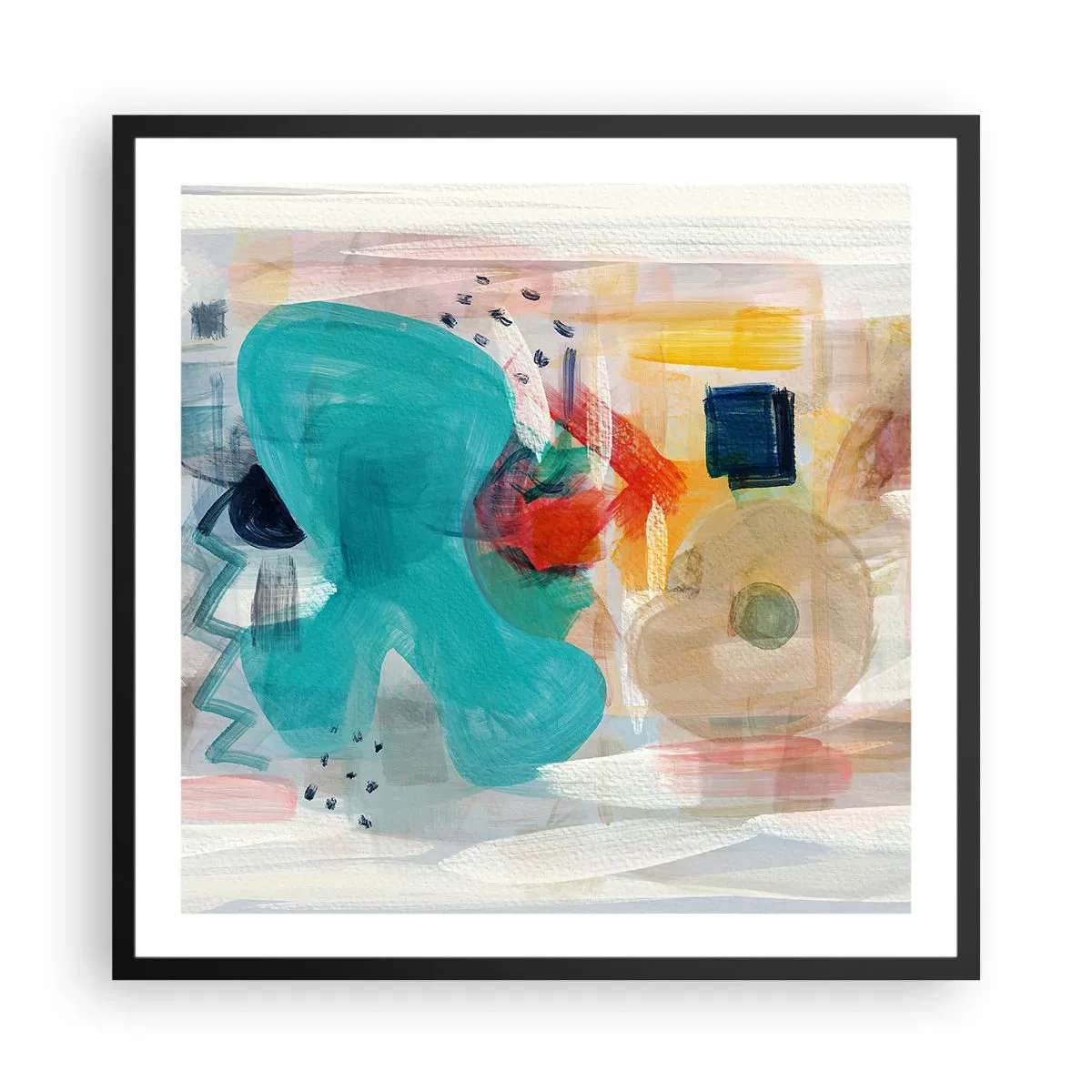 Plakát v černém rámu - Barevná hra - 60x60 cm