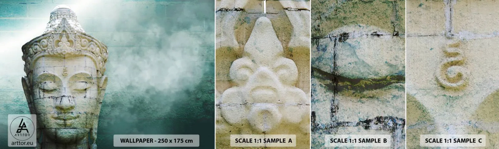 Vzor Fototapety Samolepicí Deluxe Sticker - Hledajíc světlo - Buddha, socha Buddhy, Asie - 100x30 cm