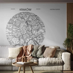 Fototapeta Premium Sand - Anatomie Krakova - Mapa, Krakov, Polsko - 100x70 cm