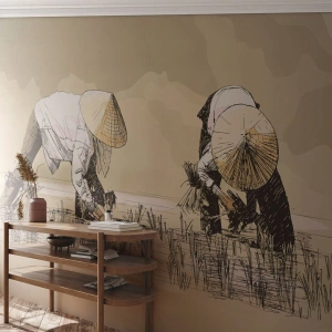 Fototapeta Standard Eco - Úspěšná sklizeň - Asie, Rýžová plantáž, Rýžové pole - 350x256 cm