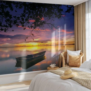 Fototapeta Samolepicí Deluxe Sticker - „Zdá se, že visíš uprostřed nebe…“ - Krajina, Západ slunce, jezero - 250x175 cm