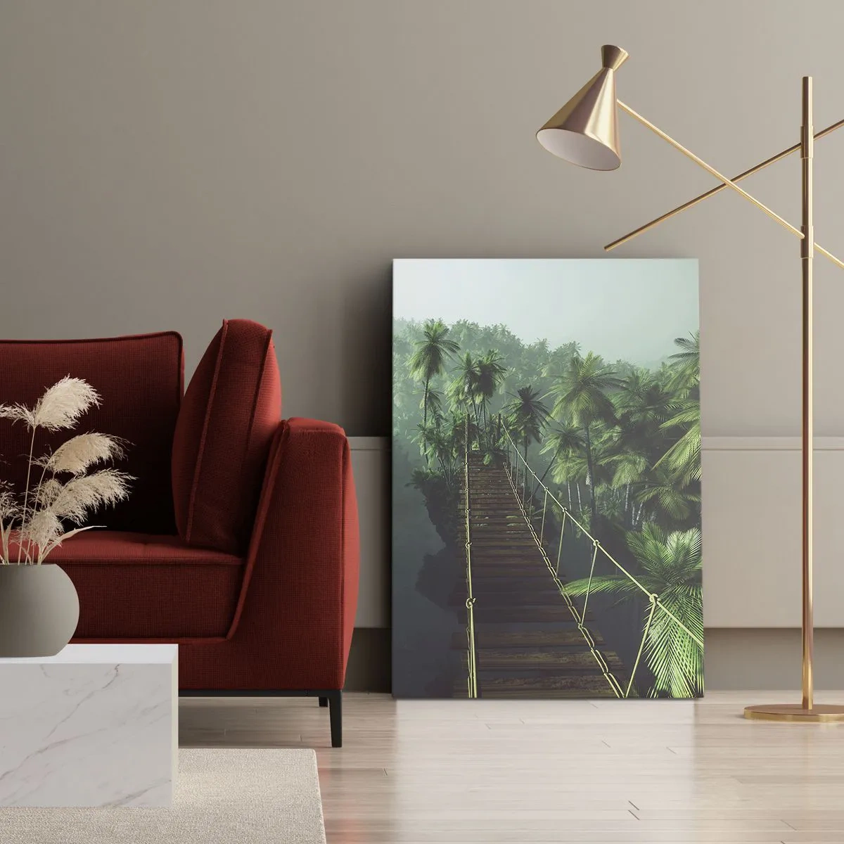 Obraz na plátně - U vodopádu zeleně - 70x100 cm