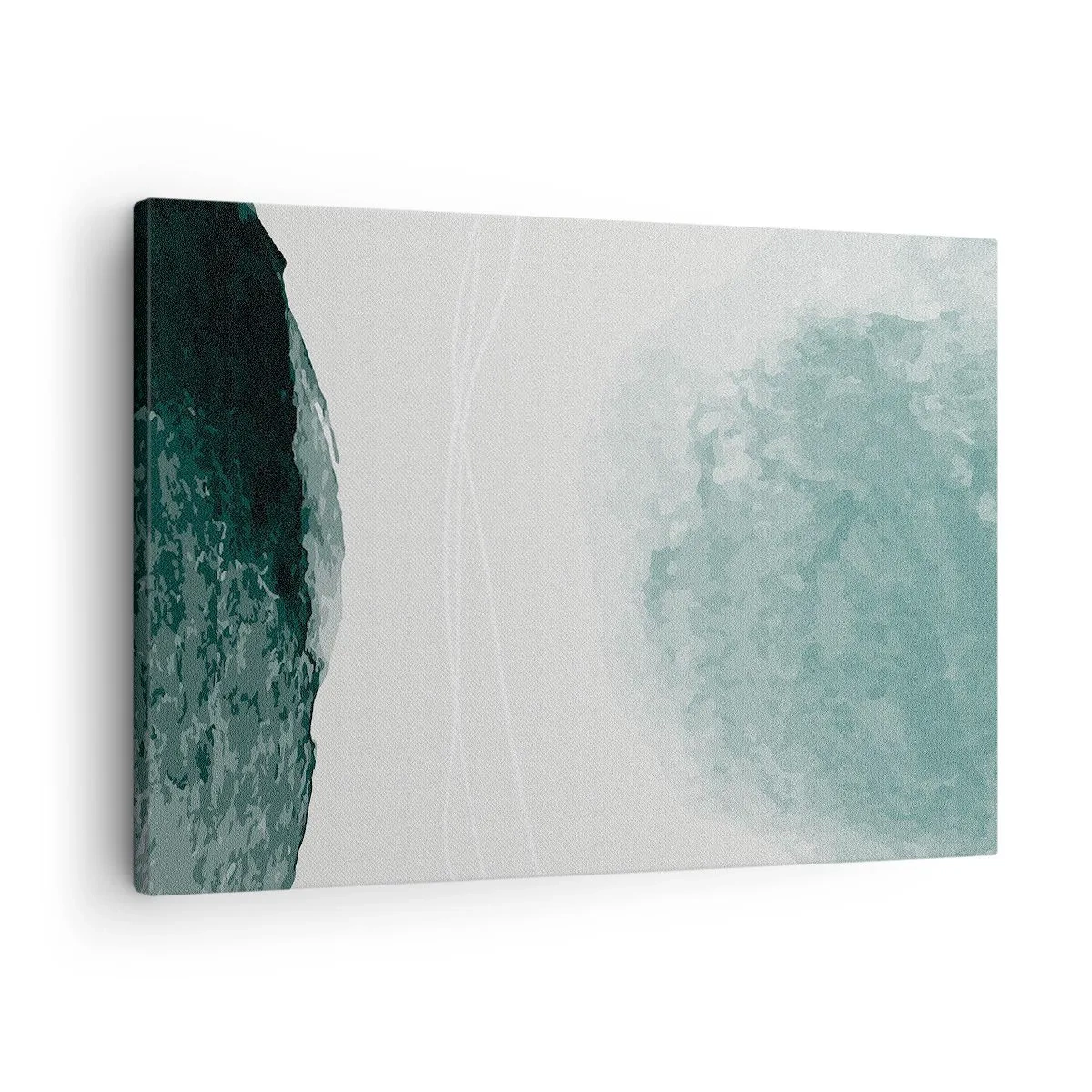 Obraz na plátně - Jemná abstraktní kompozice v odstínech zelené s jemnými formami na světlém pozadí. - 70x50cm - Setkání s mlhou - Moderní nástěnná dekorace do obývacího pokoje a ložnice ARTTOR