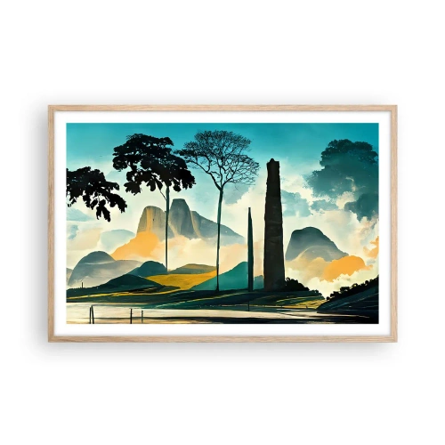 Plakát v rámu světlý dub - Výš a výš - 91x61 cm