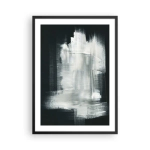 Plakát v černém rámu - Abstraktní kompozice v bílé barvě na tmavém pozadí - 50x70cm - Utkané svisle a vodorovně - Moderní nástěnná dekorace do obývacího pokoje a ložnice ARTTOR