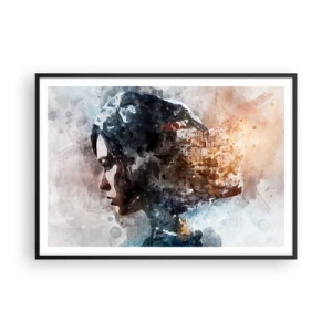 Plakát v černém rámu - Příběh o dívce s městem v pozadí - 100x70 cm