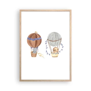 Plakát v rámu světlý dub - Přátelé na cestách - 50x70 cm