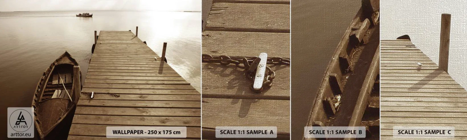 Vzor Fototapety Premium Canvas - Velký klid - Krajina, jezero, Dřevěný most - 100x30 cm