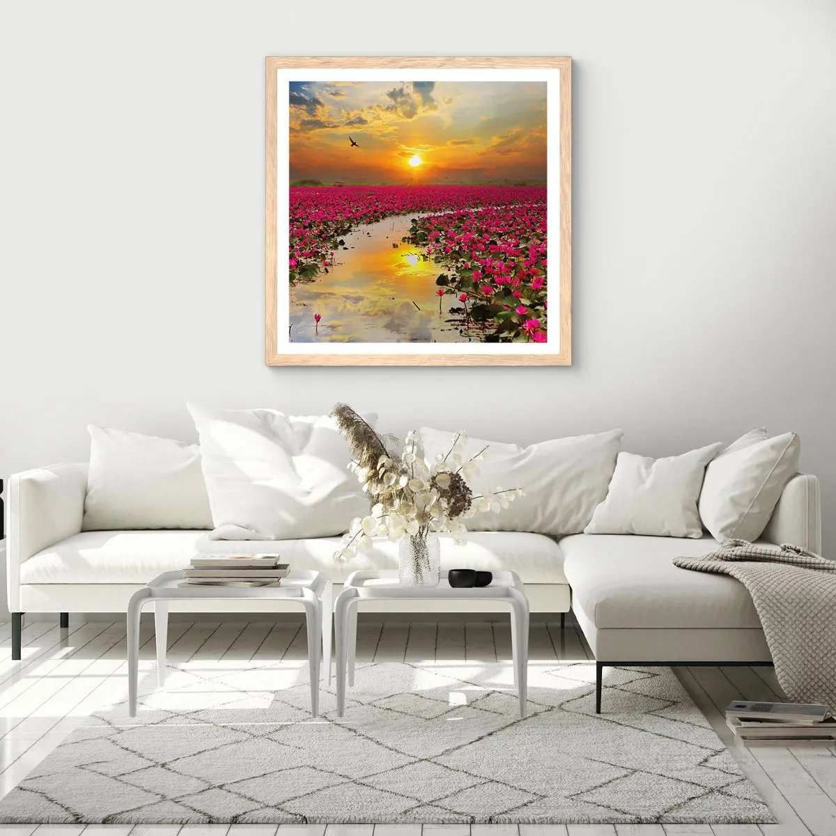 Plakát v rámu světlý dub - Tajemný život jezera - 60x60 cm