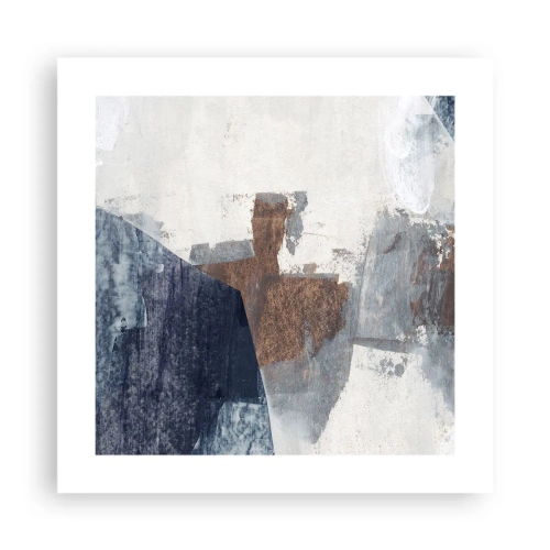 Plakát - Modro-hnědé tvary - 40x40 cm